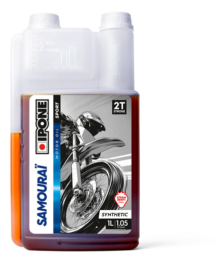 Huile moteur 2T Ipone Samouraï Racing 100% synthèse senteur fraise 1L