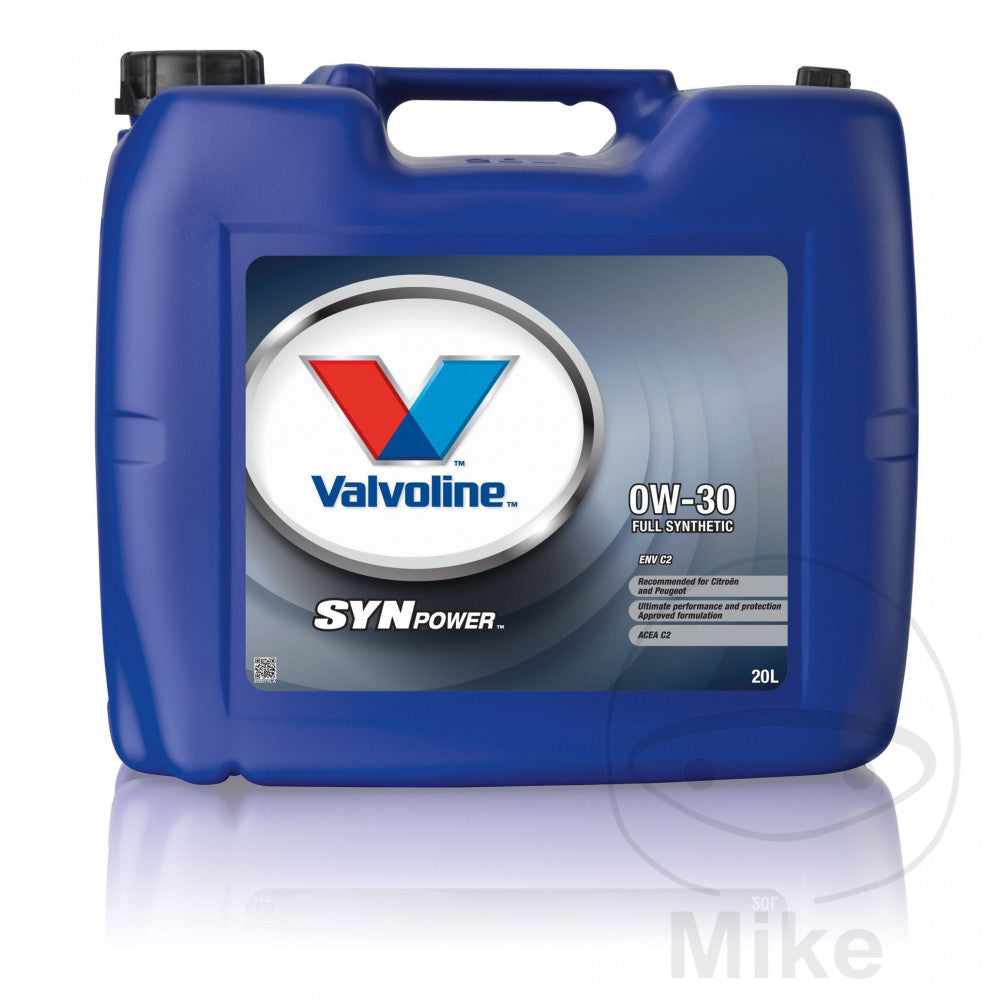 Huile moteur Valvoline Synpower 0W30 ENV C2 20 litres avec robinet de vidange
