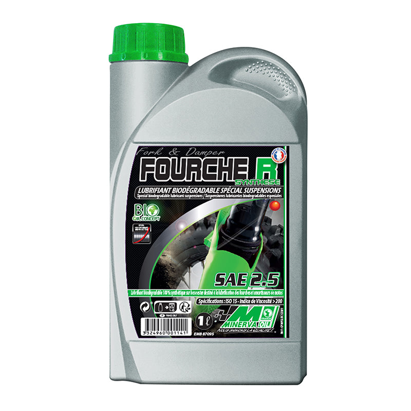 Huile de fourche-amortisseur Minerva synthèse 0 à 2,5W 1L
