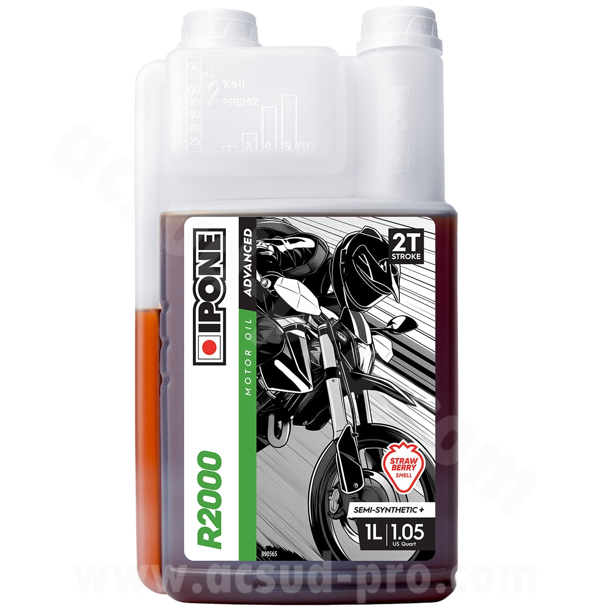 Huile Ipone 2T R2000 RS synthèse senteur fraise 1L