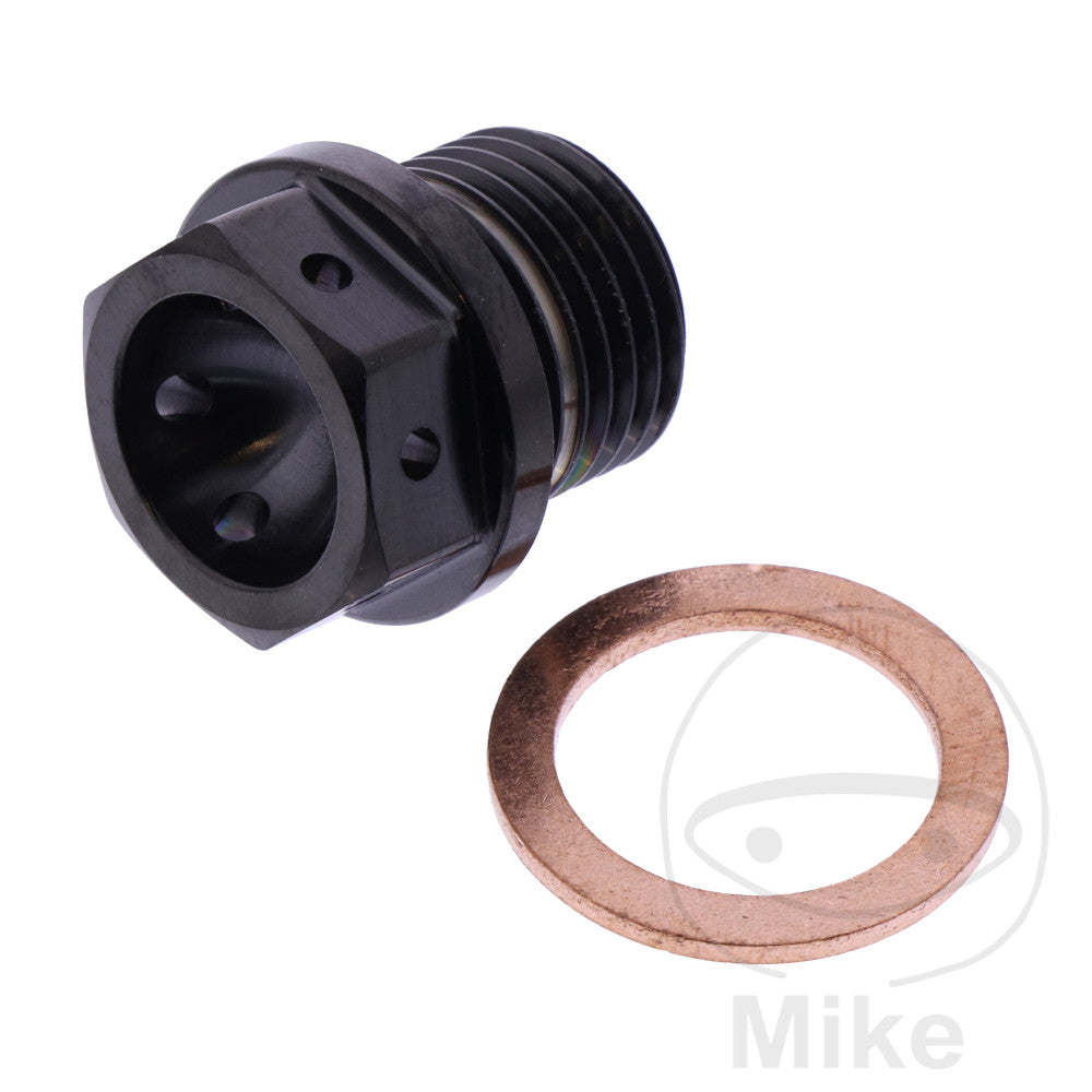 Bouchon de vidange d'huile JMP M16x1.5 mm 12 mm Ti noir