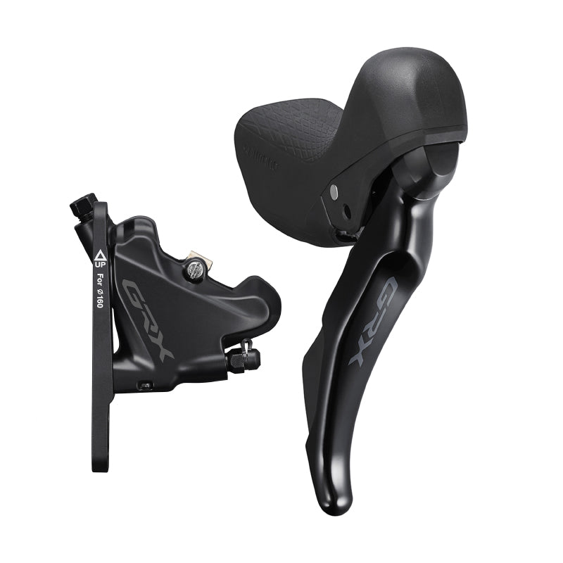 Frein a disque gravel hydraulique Shimano GRX400 arriere-droit 10V. double noir (levier-manette avec etrier BR-R7070+durite assemble 1700MM) -utilise huile minerale