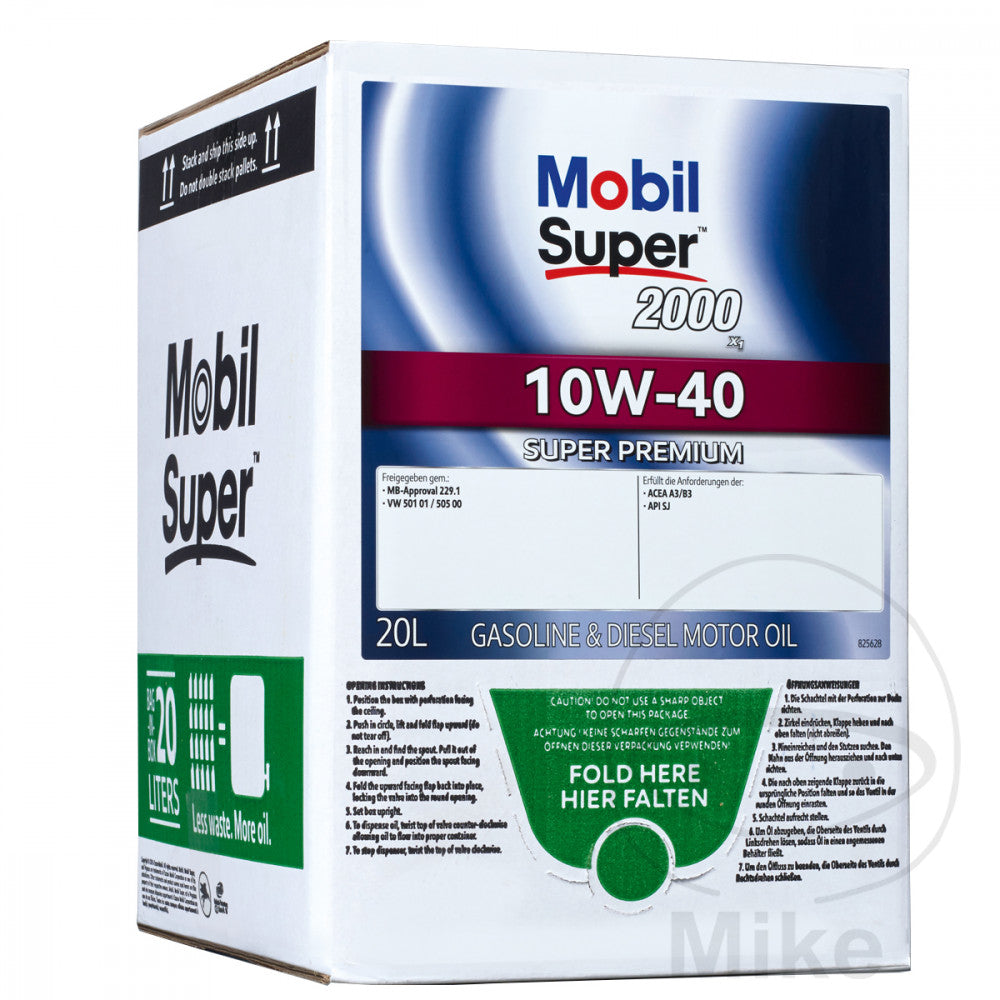 Huile moteur Mobil Super 2000 X1 10W40 20 litres