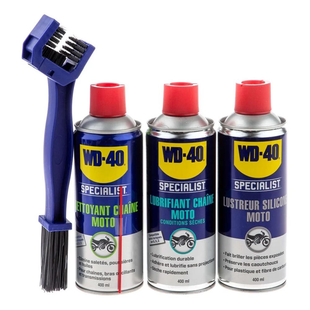 Kit spray WD-40 tripack + brosse spéciale chaîne