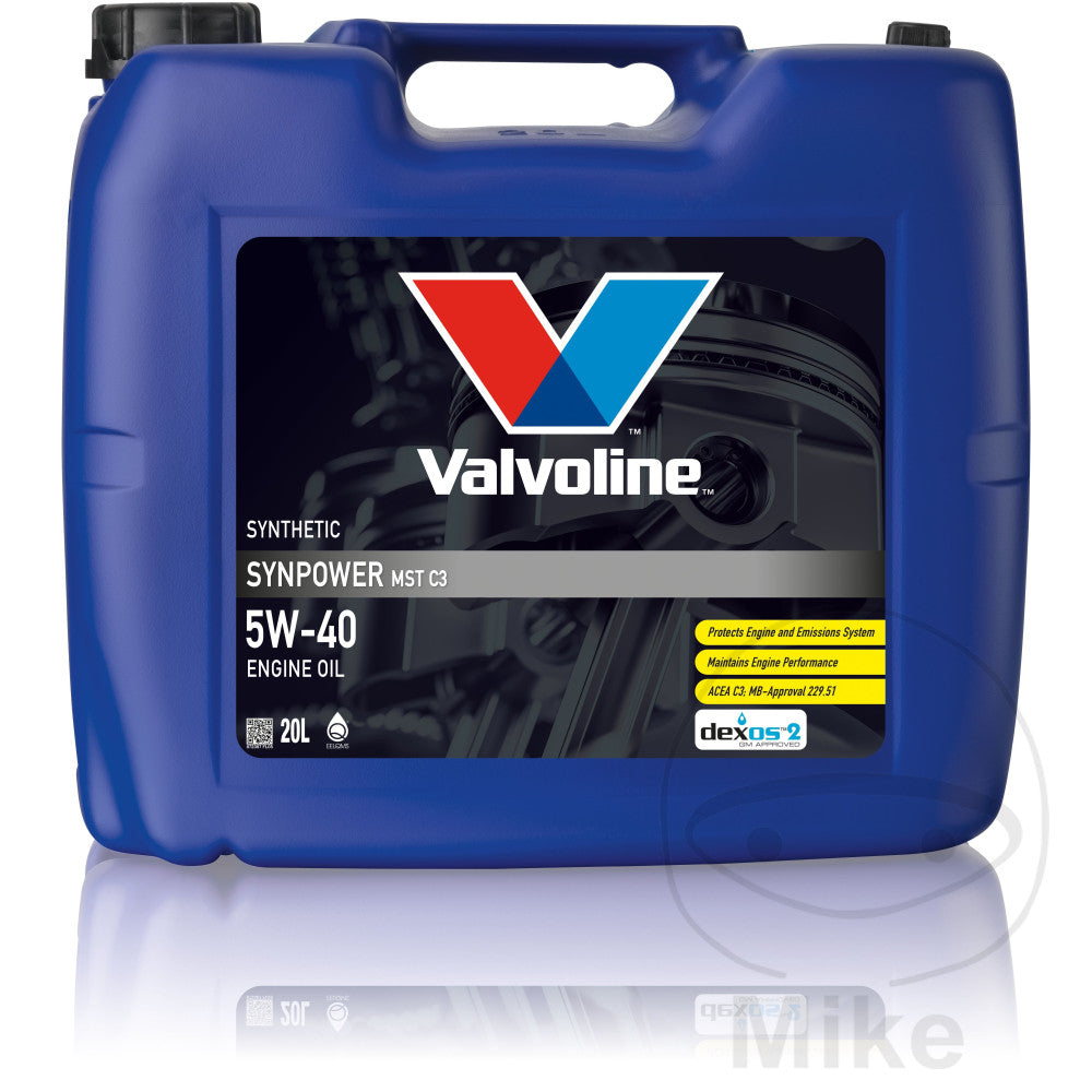Huile moteur Valvoline Synpower 5W40 MST C3 20 litres avec robinet de vidange