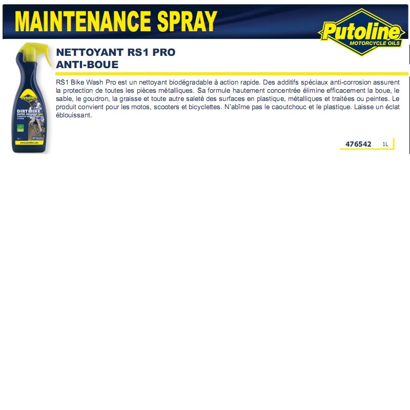 Putoline Nettoyant Dirt Bike Super Cleaner Pro Anti-Boue 1L