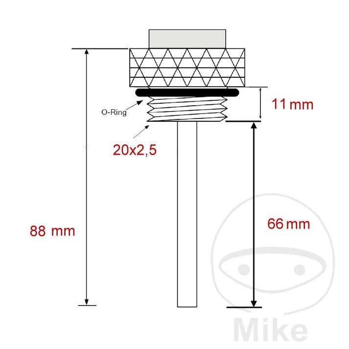 Jauge de température d'huile JMP 20x2,5 mm
