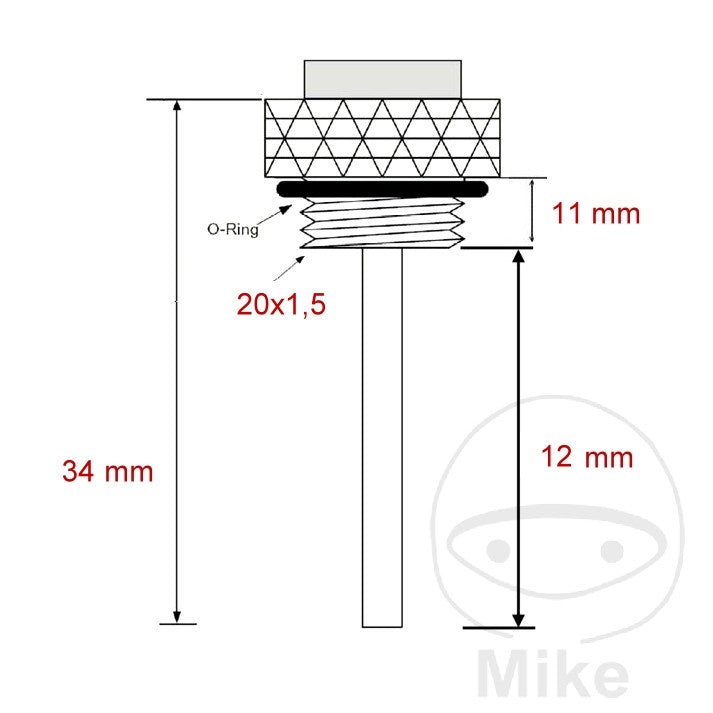 Jauge indicateur température huile JMP 20x1.5 mm