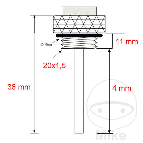 Jauge indicateur température huile JMP 20x1,5 mm