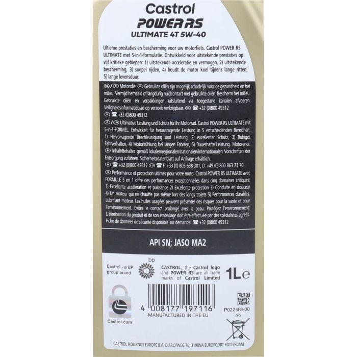Huile moteur Castrol huile 5W40 4t rs de puissance 1L 14dae7