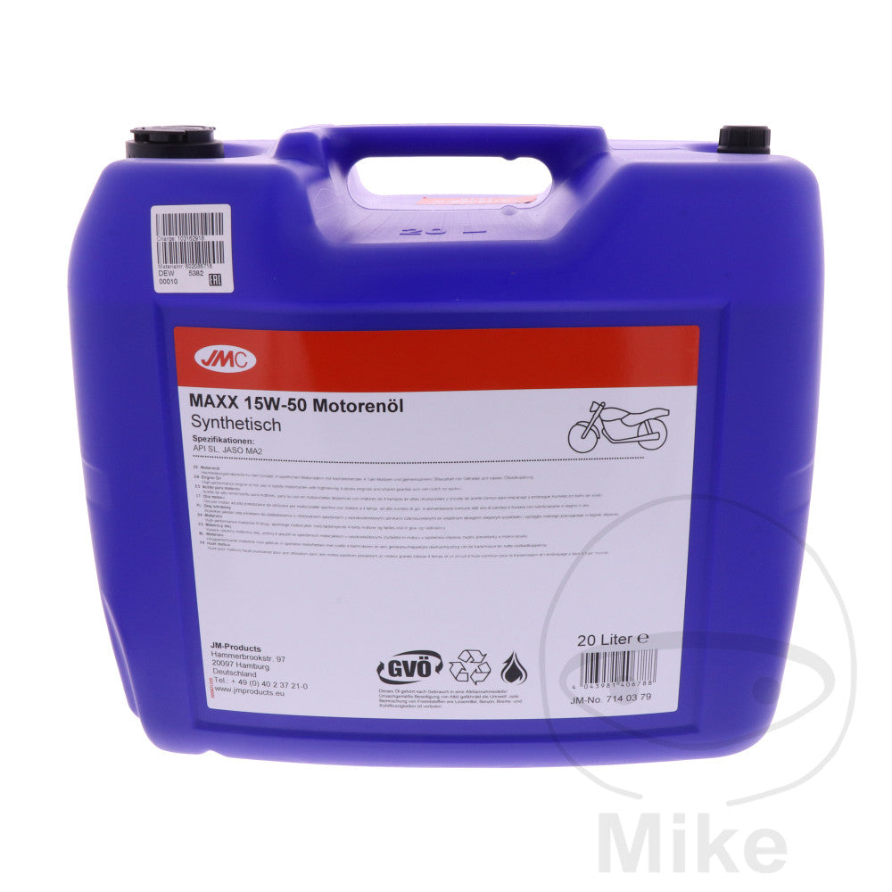 Huile moteur JMC Maxx 15W50 4T synthétique 20 L