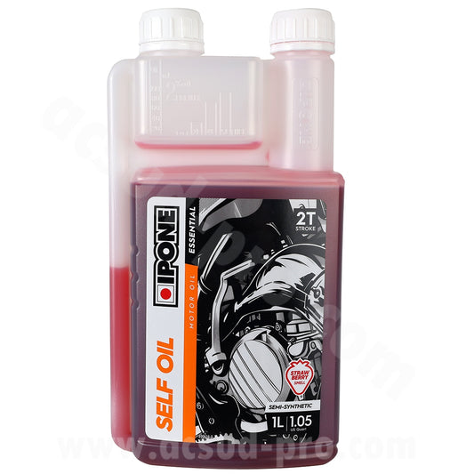 Huile moteur Ipone 2T Self Oil parfum fraise - Bidon 1L