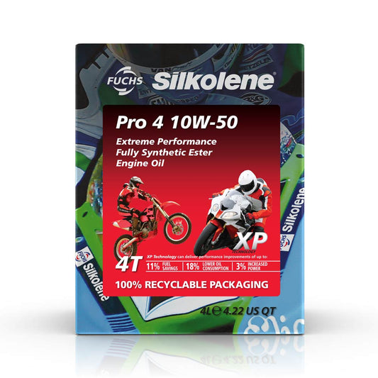 Silkolene Pro 4 10W50 XP - Huile moteur 4T 100% synthèse 4L
