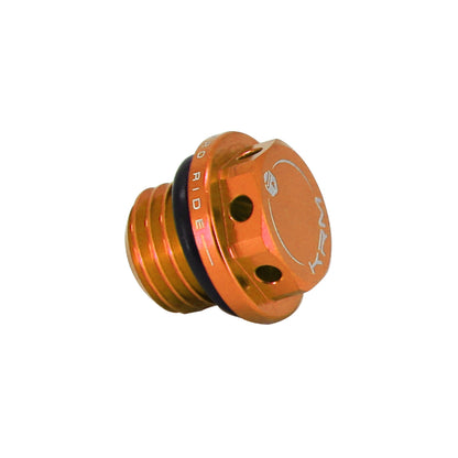 Bouchon d'huile 50 a boite Krm Pro Ride pour minarelli 50 AM6-BETA 50 rr-rieju 50 mrt-sherco 50 SM-R, se-r alu CNC orange
