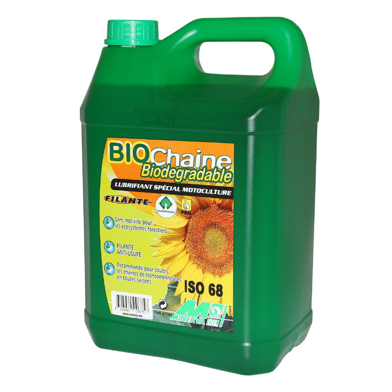 Huile de chaîne tronçonneuse Minerva Bio Chaîne 68 spéciale biodégradable 5 L