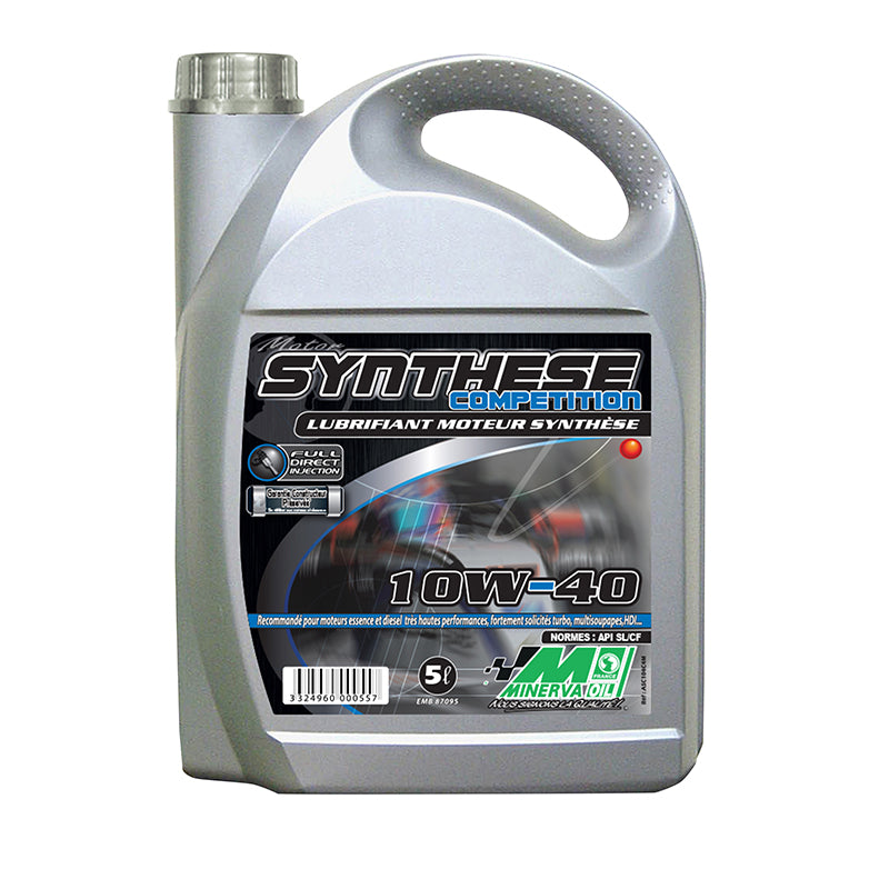 Huile moteur 4 temps Minerva 10W40 synthétique compétition essence et diesel 5L