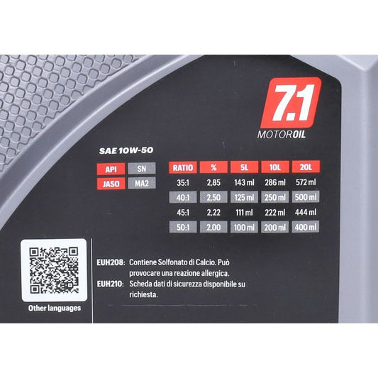 Huile moteur Malossi huile 10W50 synthétiseur complet. Bouteille de 1L 7619287b