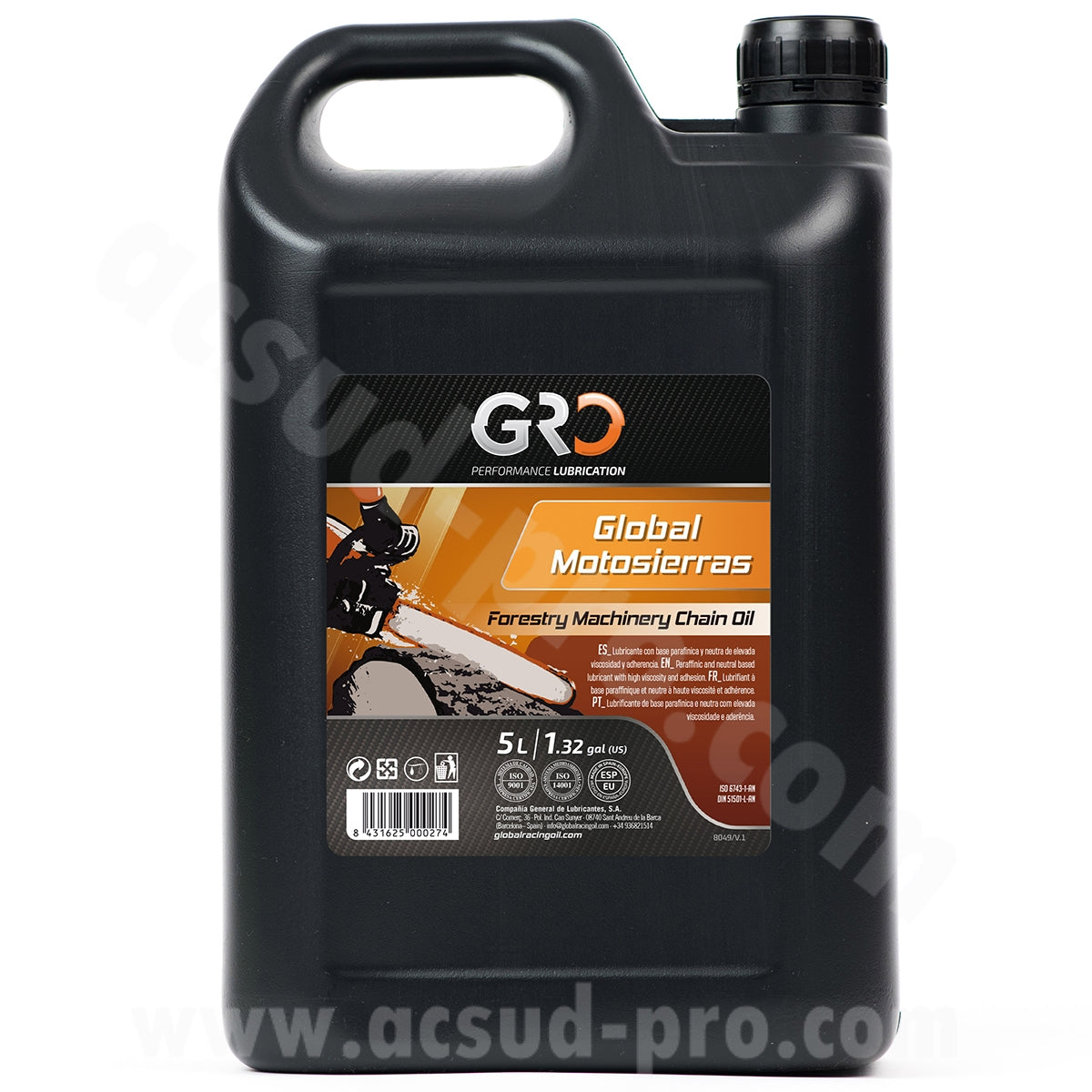 Huile chaîne tronçonneuse Global Racing Oil viscosité ISO 100 5L