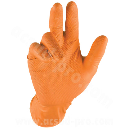 Gants atelier nitrile écailles de poisson résistant aux produits chimiques, aux huiles, à l'essence orange taille M - Boîte de 25 paires
