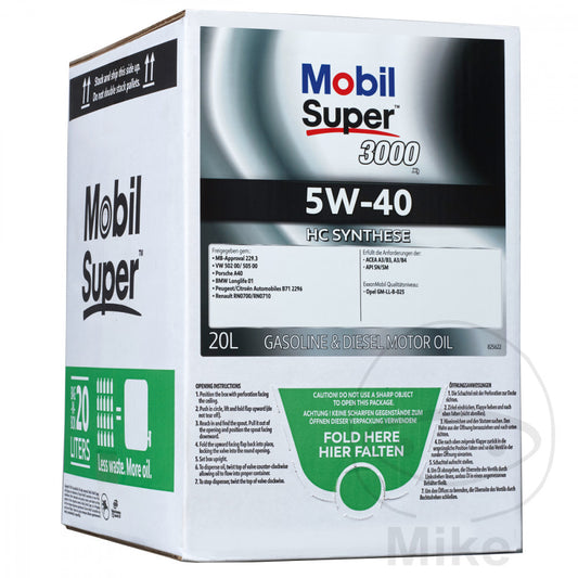 Huile moteur Mobil Super 3000 X1 5W40 20 litres