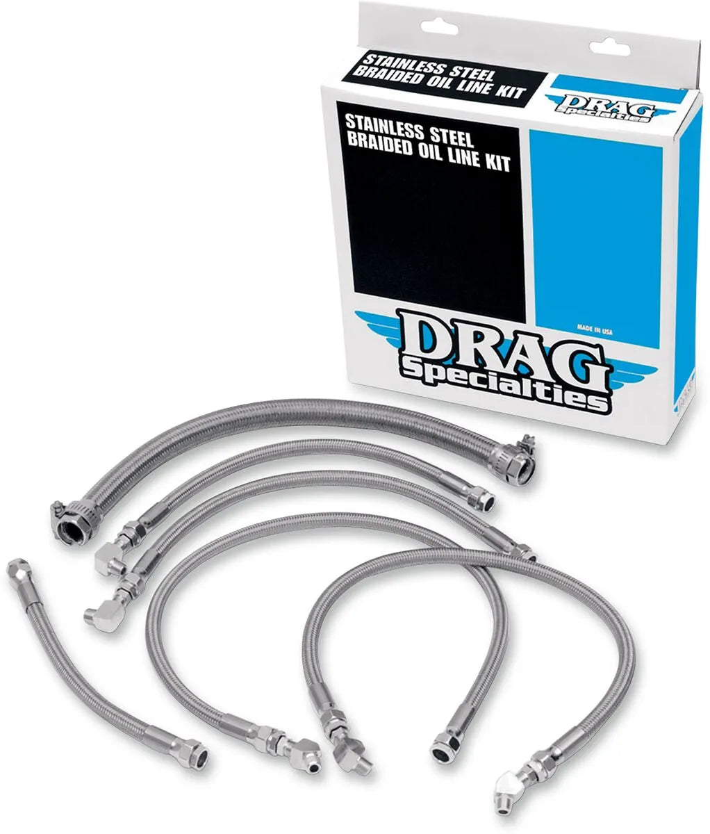 Kit de durites d'huile tressées en acier inoxydable DRAG SPECIALTIES