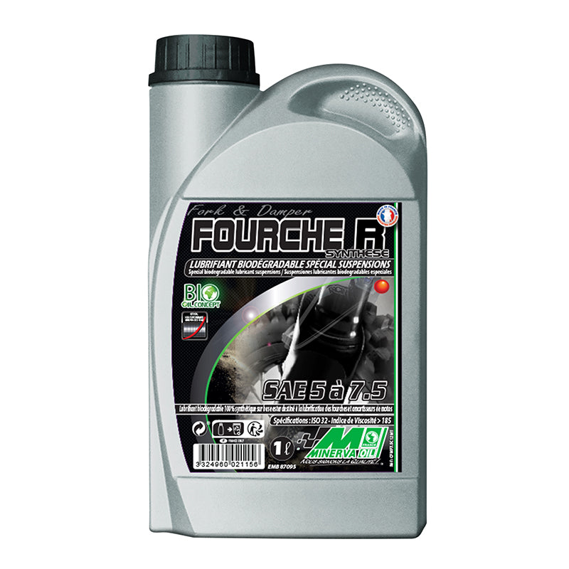 Huile de fourche et amortisseur Minerva synthèse 5W à 7,5W 1L