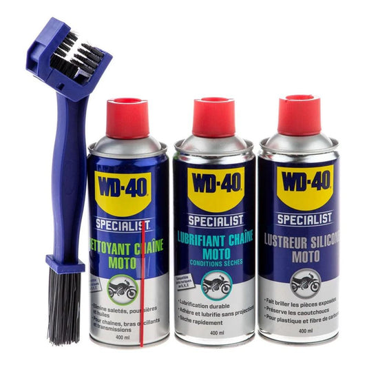 Kit spray WD-40 tripack + brosse spéciale chaîne