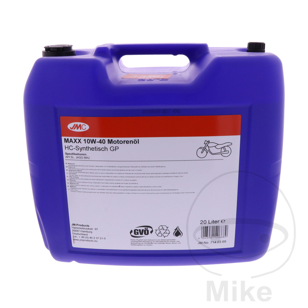 Huile Moteur JMC 10W40 4T HC-Synthèse 20 L