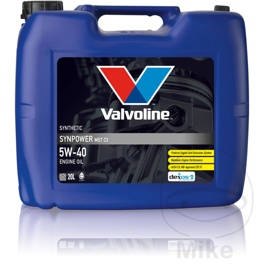 Huile moteur Valvoline Synpower 5W40 MST C3 20 litres avec robinet de vidange