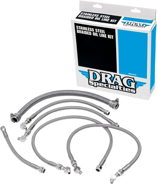 Kit de durites d'huile tressées en acier inoxydable DRAG SPECIALTIES
