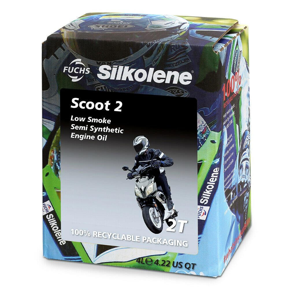 Huile moteur 2T semi-synthèse Silkolene Scoot 2 Cubi 4L (x4)