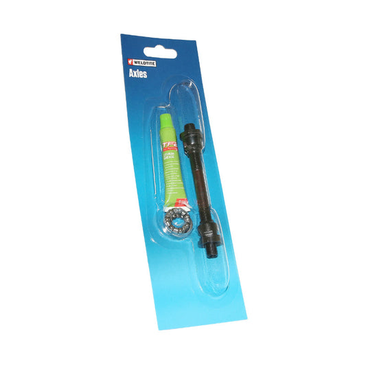 Axe de roue avant creux route-VTT Weldtite 9 x 108 mm avec graisse et cage à billes