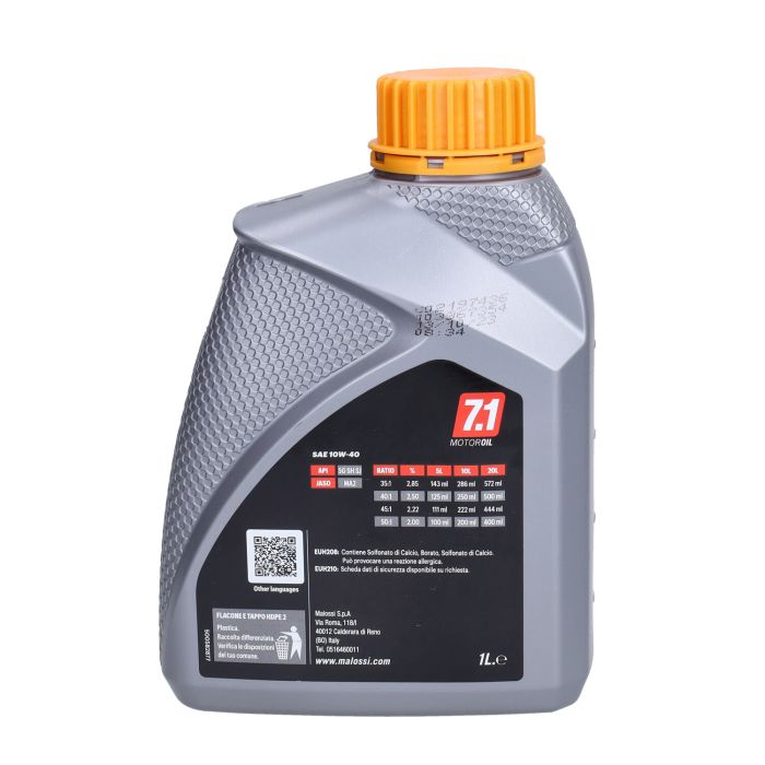 Huile moteur Malossi 10W40 synthétique sport 4T 1L