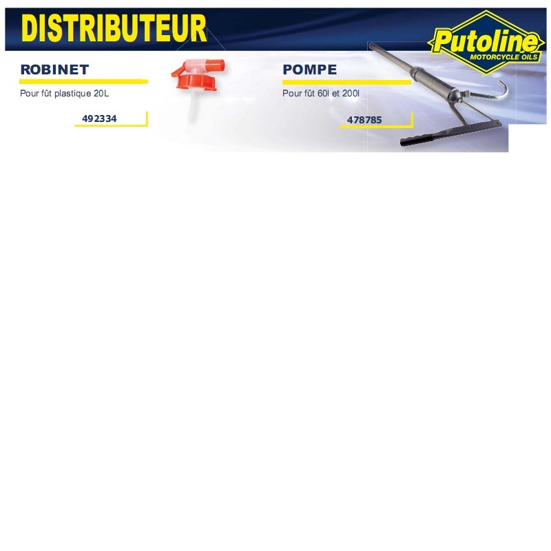 Robinet distributeur pour fût huile plastique 20L Putoline 31189