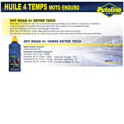 Huile Putoline Ester Tech Off Road 4+ 10W50 1L