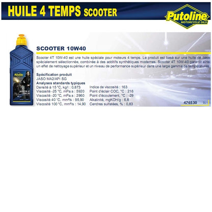 Huile moteur 4T Putoline 10W40 synthétique 1L 70321