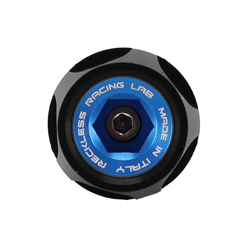Bouchon d'huile moteur Reckless aluminium Yamaha 530 TMAX 2017-2019 noir-bleu