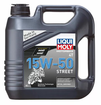 Huile moteur 4 temps Liqui Moly Moto Street 4T 15W50 synthétique 4 L