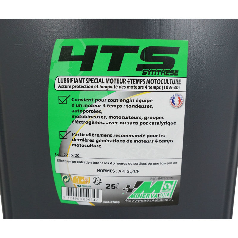 Huile moteur 4 temps MINERVA synthèse 10W30 (25L)