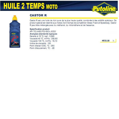 Huile moteur 2T et 4T Castor R Putoline 1L