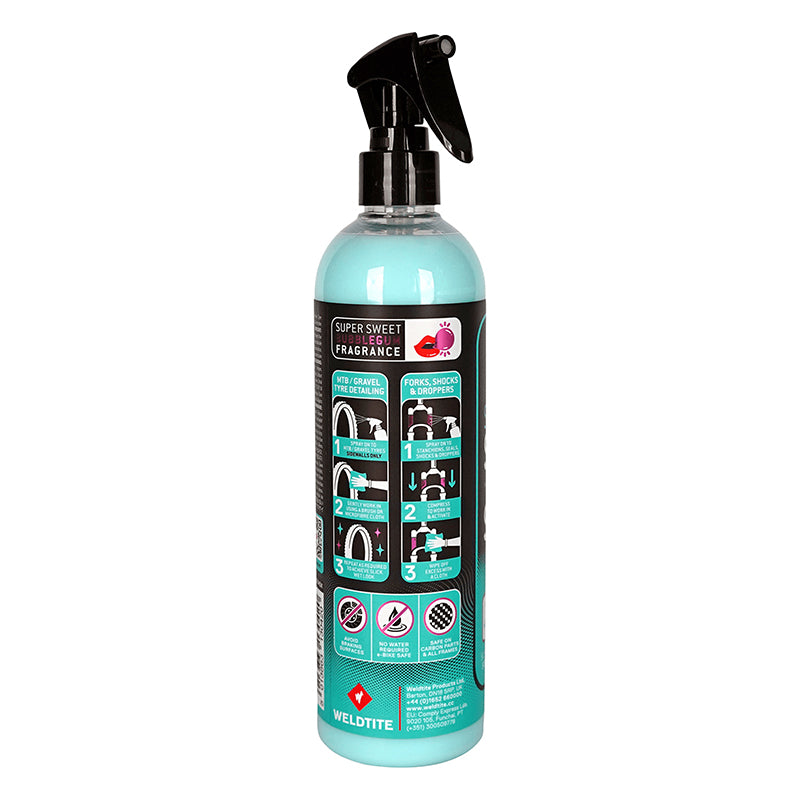 Nettoyant vélo Weldtite pour fourche et pneu Silicone Slick n Shine 400 ml