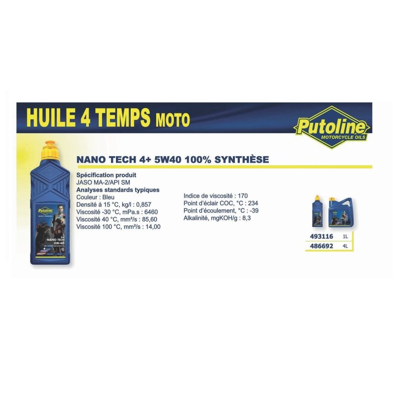 Huile moteur Putoline N-TECH® PRO R+ 5W40 synthétique 1L