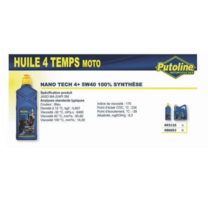 Huile moteur Putoline N-TECH® PRO R+ 5W40 synthétique 1L