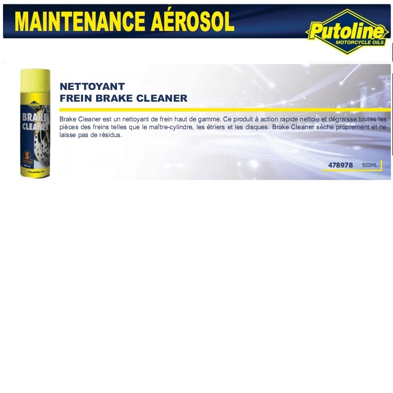 Aérosol 500 ml Nettoyant freins Putoline Brake Cleaner