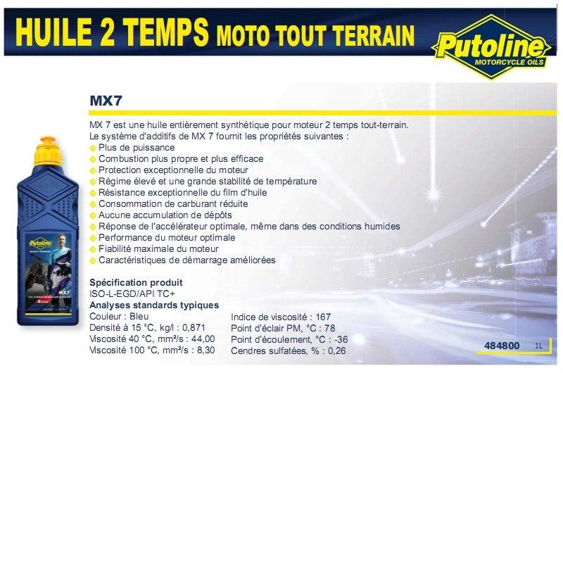Huile 2 temps Putoline MX-7 synthétisée 1L