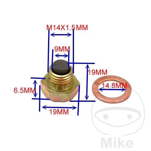 Bouchon de vidange d'huile magnétique JMP M14X1.50 avec bague d'étanchéité