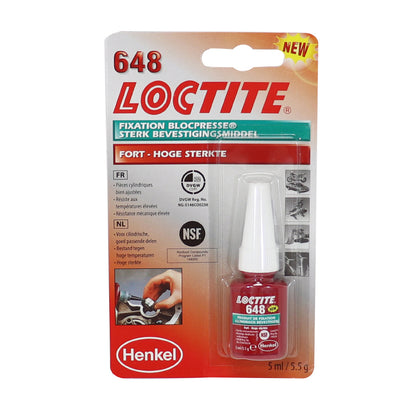 Bloc presse-fixe Loctite 648 haute résistance et hautes températures 5 ml