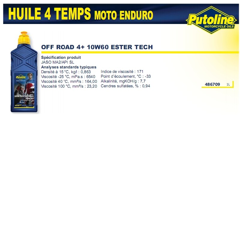 Huile moteur Putoline 10W60 Ester Tech 4+ 1L