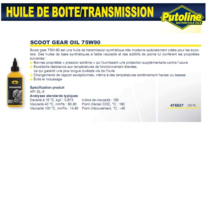 Huile de transmission Kroon 75W90 100 ml