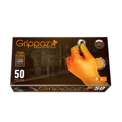 Gants d'atelier nitrile écailles de poisson résistant aux produits chimiques, aux huiles, à l'essence orange T9 boîte de 50